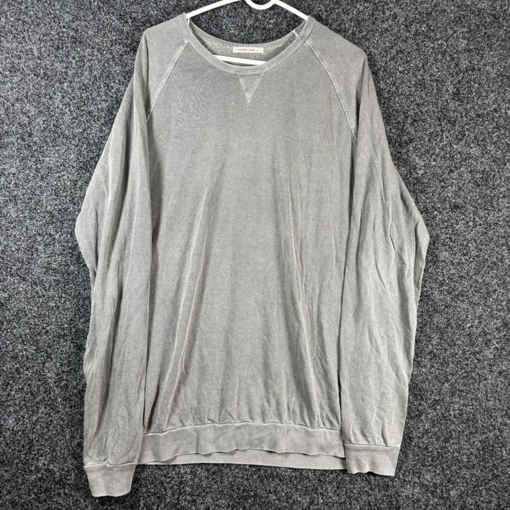 Marine Layer Mens Gray Raglan Crewneck Sweatshirt Tencel Blend Large